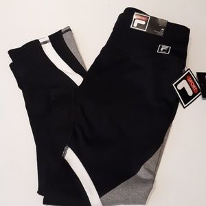 Leggings Women XS Crop Fila Sport Black Yoga Pants